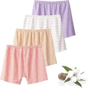 4pcs 100% Cotton Boxers for Women, Underwear for Elderly Women Loose Soft Shorts Full Coverage Boxer Briefs