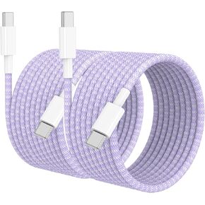 Cabepow 60W USB C to USB C Cable 3ft 2-Pack,Short 3 Feet Braided iPhone 15 Charger Cord 3 Foot Type C to Type C Cable Fast Charging for Apple iPhone 15,15 Pro Max,15 Plus,MacBook Air/Pro,iPad Pro in Saudi Arabia