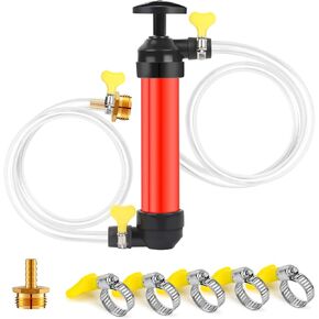 Antifreeze Siphon Hand Pump Kit - Fuel & Water Transfer Pump for RVs, Campers & Trailers | Includes 5 Clamps & Two 1-Metre Transparent Hoses for Easy Antifreeze Injection