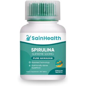 Spirulina Supreme - Premium Spirulina Pacifica, High in Carotenoids & 90+ Trace Elements, Supports Metabolism & Energy Boost, 500mg, 180 tabs