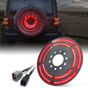 Xprite 14" Spare Tire Brake Light Compatible with 2007-2018 Jeep Wrangler JK & 2018+ Jeep Wrangler JL/JLU, Plug & Play, 3rd LED Rear Wheel Lights Third Tail Lamp