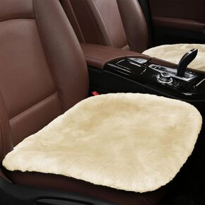 Sheepskin Car Seat Cushion, Soft Comfort Winter Driver Seat Cover, Fluffy Faux Fur Front Seat Pad, Car Seat Protector Pad for Office Chair, Universal Interior Accessory for Car SUV Truck (Camel)