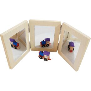 Montessori & Reggio مستوحاة من الأطفال مرآة مرآة 3 لوحات للطفل Preshcool مرآة مبكرة 3 في 1 تعليم العلوم من Trifold Mirror لجدول الضوء استكشاف