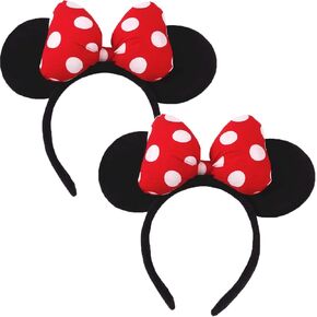 FACHPINT Classic Mouse Ears for Women 2pcs Polka Dot Mouse Ears for Girls, Sequin Black Ears for Cosplay Costume Party Princess Decoration Birthday Party