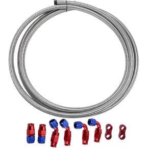AN10 Fuel Line Kit 15.09ft Vacuum Hose Automotive Fuel Hose with Adapter Pipe Clamp 1 Set