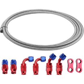 AN6 Fuel Line Kit 15.09ft Vacuum Hose Automotive Fuel Hose with Adapters 1 Set