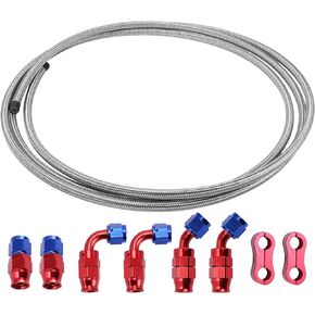 AN6 Fuel Line Kit 12ft Vacuum Hose Automotive Fuel Hose with Adapters 1 Set