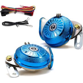 Loud Car Horn Kit，3-Tone Train Horn with Different Sounds,130db High & Low Tone Truck Horns,12V Blue Fashion Dual Horns for Truck/Motorcycle/Car/E-Bike/SUV