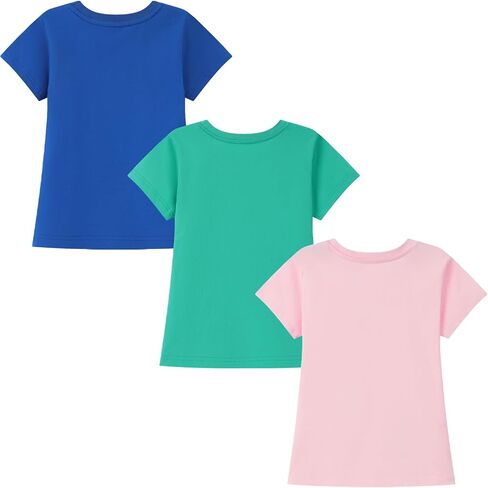 HILEELANG Girl T-Shirts Short Sleeve Graphic Tees Cotton Casual Summer Tops Shirts 3 Packs in Saudi Arabia