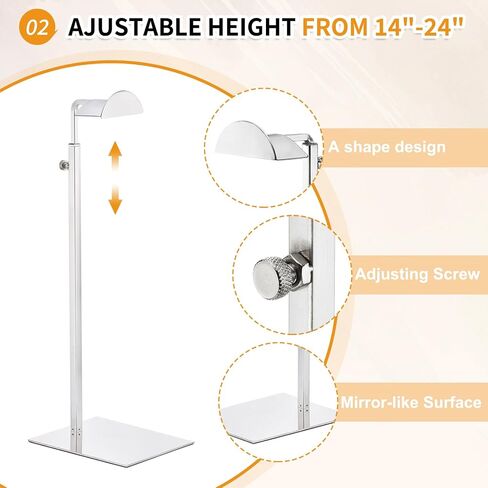 2 Pack - Stainless Steel Purse Display Stand, 400-750mm Adjustable Height Hanging Handbag Rack Appropriate for Boutique Store, Silver in Saudi Arabia