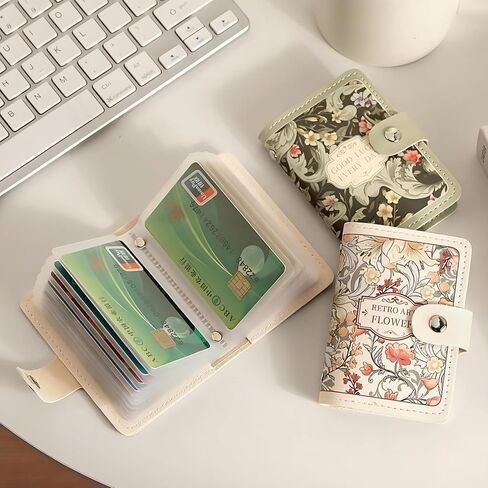 PU Leather Credit Card Holder for Women – Retro Floral Design, 20 Card Slots, Compact & Lightweight Wallet (Eden Flower Glasses) in Saudi Arabia