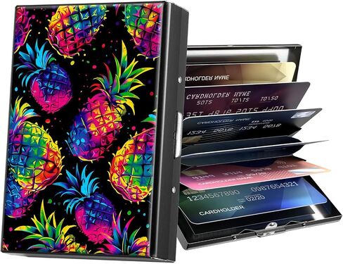 Metal Wallet,Credit Card Holder for Women Men,RFID Blocking Card Holder Wallet Mini Slim Aluminum Wallet ID Case Hard Card Case Business Card Holder Case,Glitter Pineapple in Kuwait