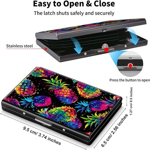 Metal Wallet,Credit Card Holder for Women Men,RFID Blocking Card Holder Wallet Mini Slim Aluminum Wallet ID Case Hard Card Case Business Card Holder Case,Glitter Pineapple in Kuwait