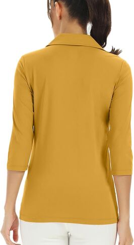 Corna Women's Soft 3/4 Sleeve v Neck Golf Shirt Mositure Wicking Performance Sports Polo Shirt Office Tops for Women in Kuwait