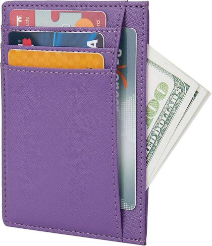 حامل بطاقة الائتمان RFID نحيف حظر الجيب الأمامي للجلد الجيب الصغير للمحفظة الصغيرة للنساء الرجال in Kuwait