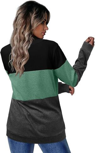 CRAZY GRID Womens Trendy Long Sleeve Shirts Casual Loose Soft Sweatshirt Fall Tops in Kuwait