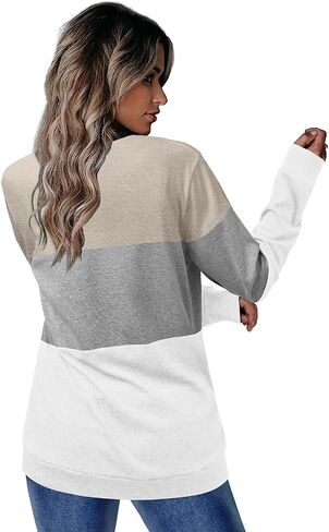 CRAZY GRID Womens Trendy Long Sleeve Shirts Casual Loose Soft Sweatshirt Fall Tops in Kuwait