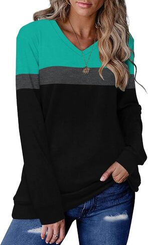 CRAZY GRID Womens Trendy Long Sleeve Shirts Casual Loose Soft Sweatshirt Fall Tops in Kuwait