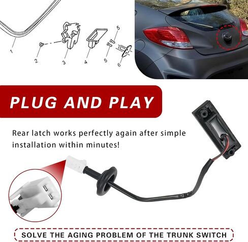 812602V000 Rear Trunk Hatch Release Button, 81260-2V000 Rear Trunk Liftgate Release Switch Button, Compatible with Hyundai Veloster 2012-2017 in Saudi Arabia