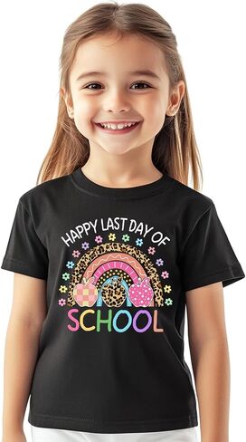 Last Day of School Shirt for Toddler Boys Girls Kids, Happy Funny End of School Year Graduation Shirts Graphic Tee Tops, 2-8T in Kuwait