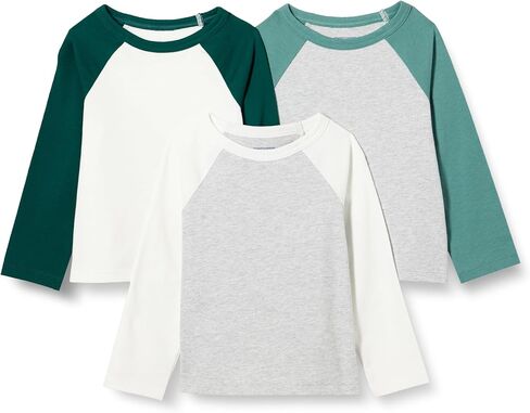 Amazon Essentials Boys and Toddlers' Long Sleeve Cotton T-Shirts, Pack of 3 in Saudi Arabia