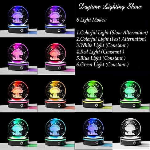 Enjinkail 3D Crystal Ball Mushroom Decor for Women Men - Glass Mushroom Gifts Plants Decored Decore Home Decor in Kuwait