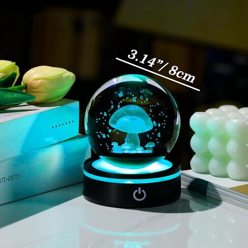 Enjinkail 3D Crystal Ball Mushroom Decor for Women Men - Glass Mushroom Gifts Plants Decored Decore Home Decor in Kuwait