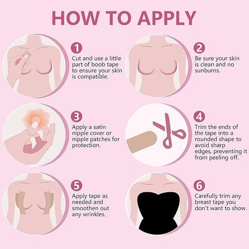 ZEECOM Boob Tape for Women, Double-Sided Fashion Tape for Large Breasts, Extra Long Roll Breast Tape with 2 pcs Silicon Reusable Nipple Cover in Saudi Arabia
