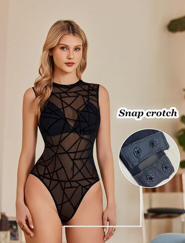 Avidlove Women's Women Mesh Sugy Body Suit Suit Suit Supysits Tops Out Out See من خلال ثياب القمصان (صدرية غير متضمنة) in Kuwait