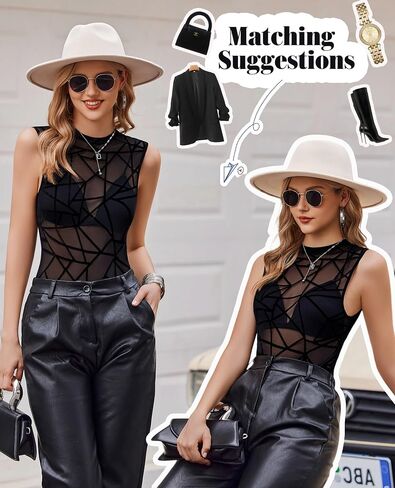 Avidlove Women's Women Mesh Sugy Body Suit Suit Suit Supysits Tops Out Out See من خلال ثياب القمصان (صدرية غير متضمنة) in Kuwait
