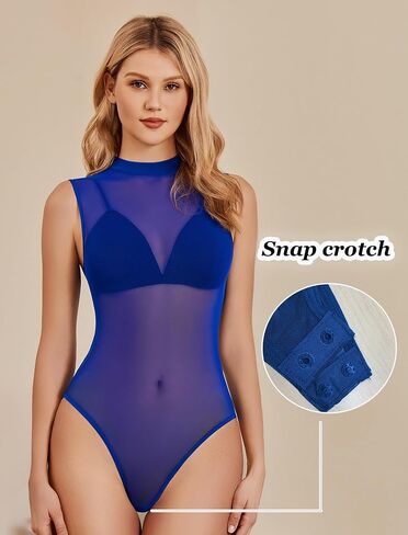 Avidlove Women's Women Mesh Sugy Body Suit Suit Suit Supysits Tops Out Out See من خلال ثياب القمصان (صدرية غير متضمنة) in Kuwait