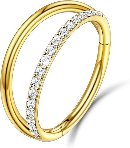 1PC Nose Ring Hoop G23 Titanium CZ Helix Rook Conch Cartilage Daith Tragus Earrings Hinged Segment Nostril Piercing Septum Clicker 18G 16G Silver Gold Lip Ring 8mm 10mm 12mm in Saudi Arabia