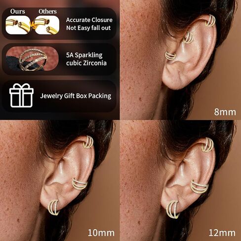 1PC Nose Ring Hoop G23 Titanium CZ Helix Rook Conch Cartilage Daith Tragus Earrings Hinged Segment Nostril Piercing Septum Clicker 18G 16G Silver Gold Lip Ring 8mm 10mm 12mm in Saudi Arabia