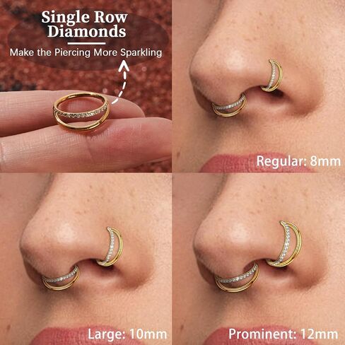 1PC Nose Ring Hoop G23 Titanium CZ Helix Rook Conch Cartilage Daith Tragus Earrings Hinged Segment Nostril Piercing Septum Clicker 18G 16G Silver Gold Lip Ring 8mm 10mm 12mm in Saudi Arabia