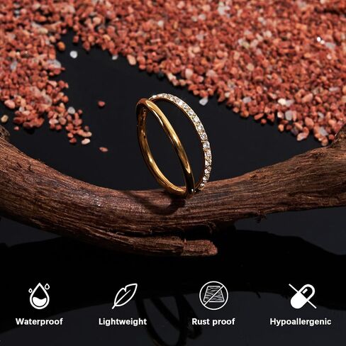 1PC Nose Ring Hoop G23 Titanium CZ Helix Rook Conch Cartilage Daith Tragus Earrings Hinged Segment Nostril Piercing Septum Clicker 18G 16G Silver Gold Lip Ring 8mm 10mm 12mm in Saudi Arabia