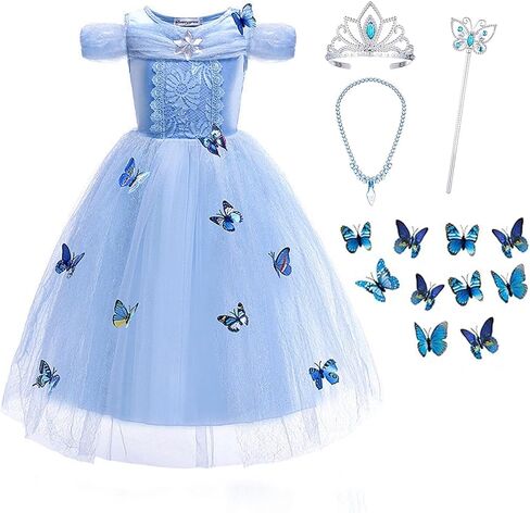 Princess Costume Girls Dress Up Butterfly with Accessories for Halloween Birthday Cosplay Carnival Party in Saudi Arabia