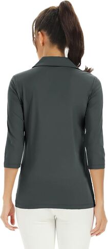 Corna Women's Soft 3/4 Sleeve v Neck Golf Shirt Mositure Wicking Performance Sports Polo Shirt Office Tops for Women in Kuwait