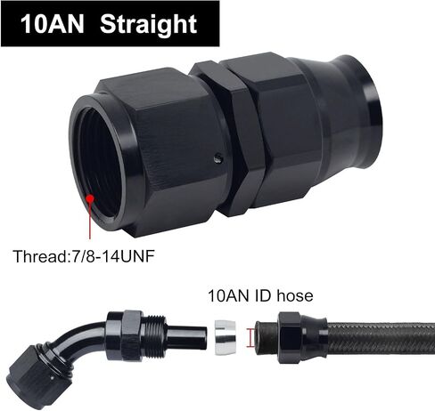 8AN PTFE Hose End Fitting Straight Black for PTFE Hose Only 4PCS in Kuwait