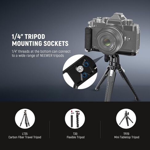 Neewer Zf Handgrip L Shape Grip for Nikon Z f، لوحة قاعدة تثبيت كاميرا رفيعة للغاية مع مقبض وغطاء زر مصراع من الألومنيوم، متوافق مع رأس سائل ثلاثي القوائم السويسري Arca، CA073 in Saudi Arabia