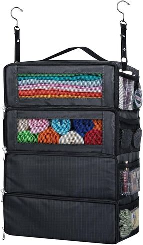 Hanging Travel Organizer, Carry on Luggage Suitcase Organizer, Travel Essentials Portable Travel Shelves Packing Cube for Travel Cruise Medium,Black in Saudi Arabia