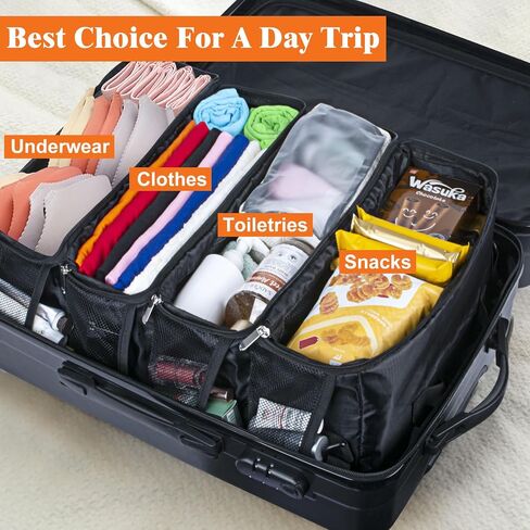 Hanging Travel Organizer, Carry on Luggage Suitcase Organizer, Travel Essentials Portable Travel Shelves Packing Cube for Travel Cruise Medium,Black in Saudi Arabia