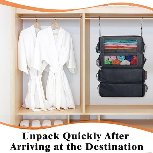 Hanging Travel Organizer, Carry on Luggage Suitcase Organizer, Travel Essentials Portable Travel Shelves Packing Cube for Travel Cruise Medium,Black in Saudi Arabia