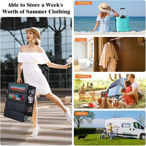 Hanging Travel Organizer, Carry on Luggage Suitcase Organizer, Travel Essentials Portable Travel Shelves Packing Cube for Travel Cruise Medium,Black in Saudi Arabia