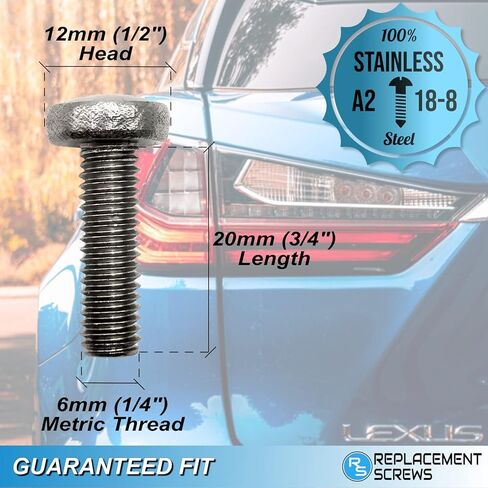 ReplacementScrews Rear License Plate Screws Compatible with Lexus ES (250/300/330/350) - Stainless Steel - Black Oxide (Pack of 4) in Kuwait
