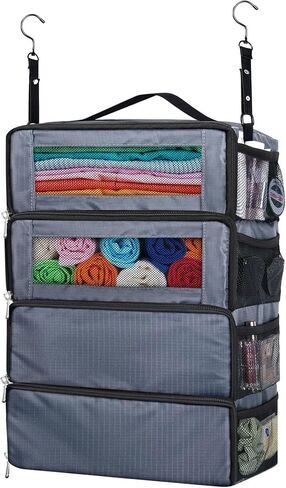 Hanging Travel Organizer, Carry on Luggage Suitcase Organizer, Travel Essentials Portable Travel Shelves Packing Cube for Travel Cruise Medium,Black in Saudi Arabia