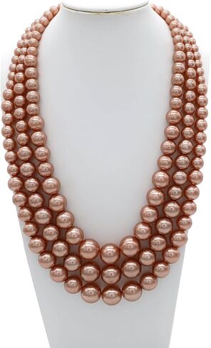 Utop Faux Big Pearl Necklace for Women - Multi Strand 3 Layers Necklace and Earrings Set - 1920s Costume Jewelry in Kuwait