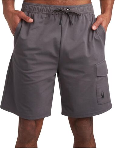 Spyder Mens Cargo Shorts - Stretch Tech Double Knit Fleece Athletic Shorts with Elastic Waistband Drawcord & Pockets (30-36) in Saudi Arabia
