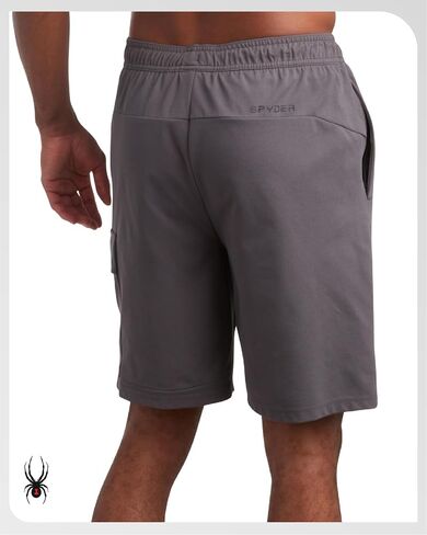 Spyder Mens Cargo Shorts - Stretch Tech Double Knit Fleece Athletic Shorts with Elastic Waistband Drawcord & Pockets (30-36) in Saudi Arabia