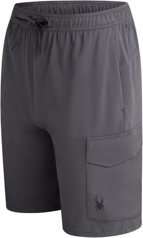 Spyder Mens Cargo Shorts - Stretch Tech Double Knit Fleece Athletic Shorts with Elastic Waistband Drawcord & Pockets (30-36) in Saudi Arabia
