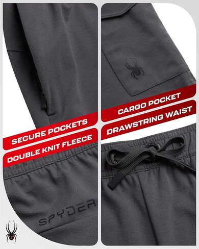 Spyder Mens Cargo Shorts - Stretch Tech Double Knit Fleece Athletic Shorts with Elastic Waistband Drawcord & Pockets (30-36) in Saudi Arabia